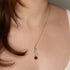 Red Rose Flower Sterling Silver Necklace