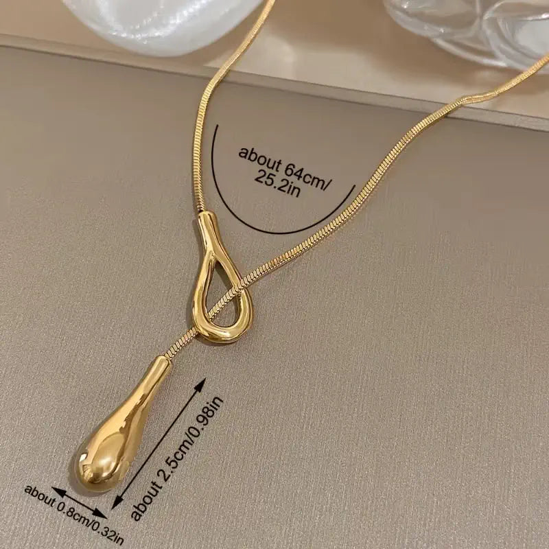 Vintage Waterdrop Y Necklace – Minimalist Snake Chain