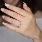 Round Fire Opal/Larimar Halo CZ Sterling Silver Ring