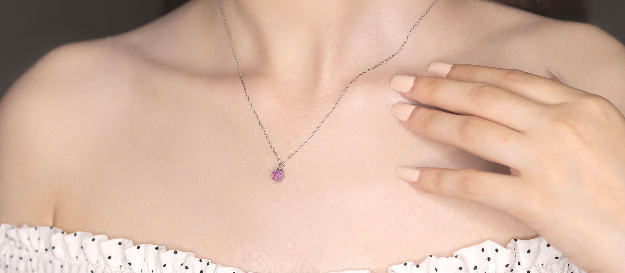 Ball Fire Opal Sterling Silver Necklace