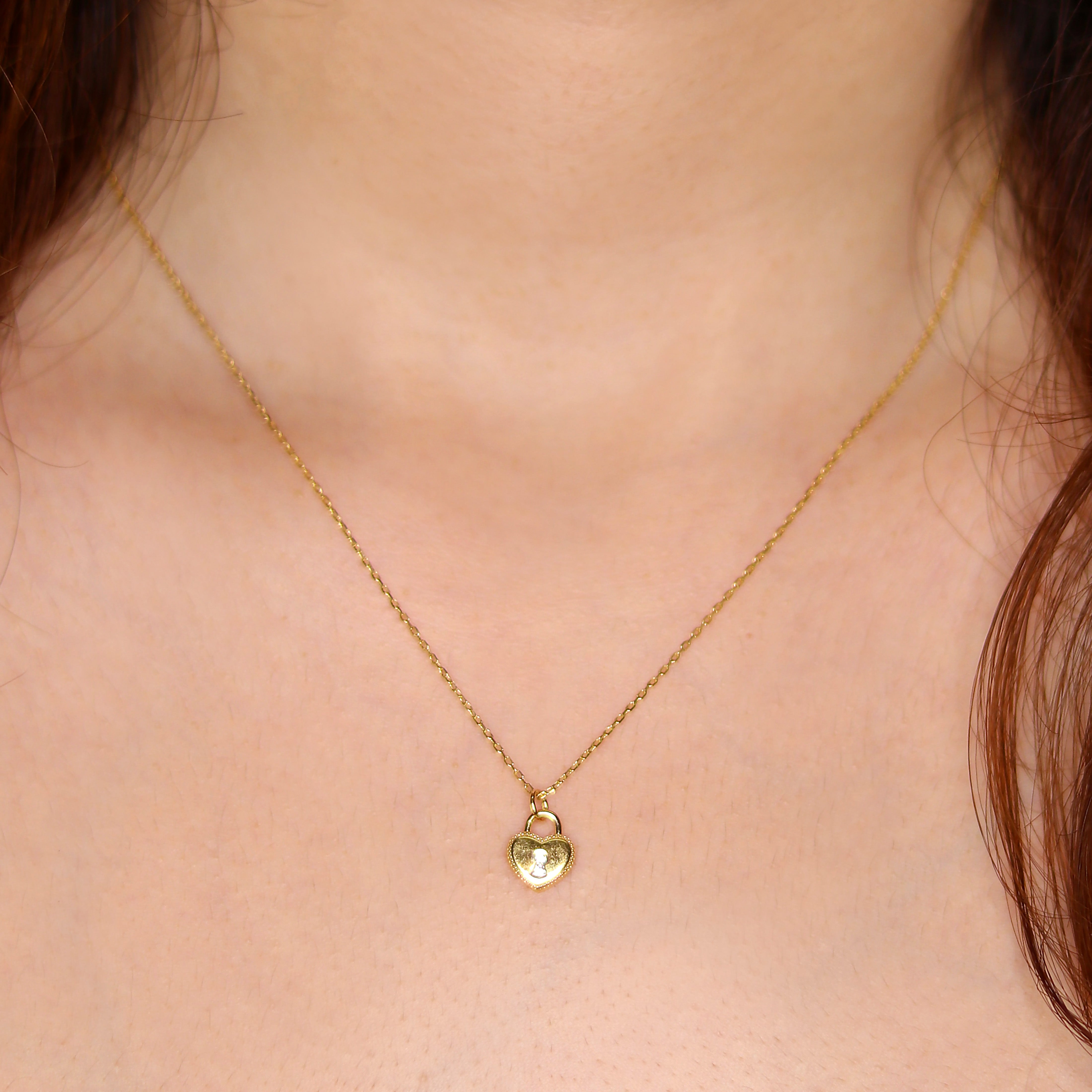 CZ Heart Lock Sterling Silver Necklace