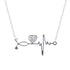 Pave CZ Heart And Heartbeat Necklace Rose Gold Yellow Gold Rhodium