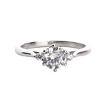 Round CZ Three Stones Sterling Silver Engagement Ring