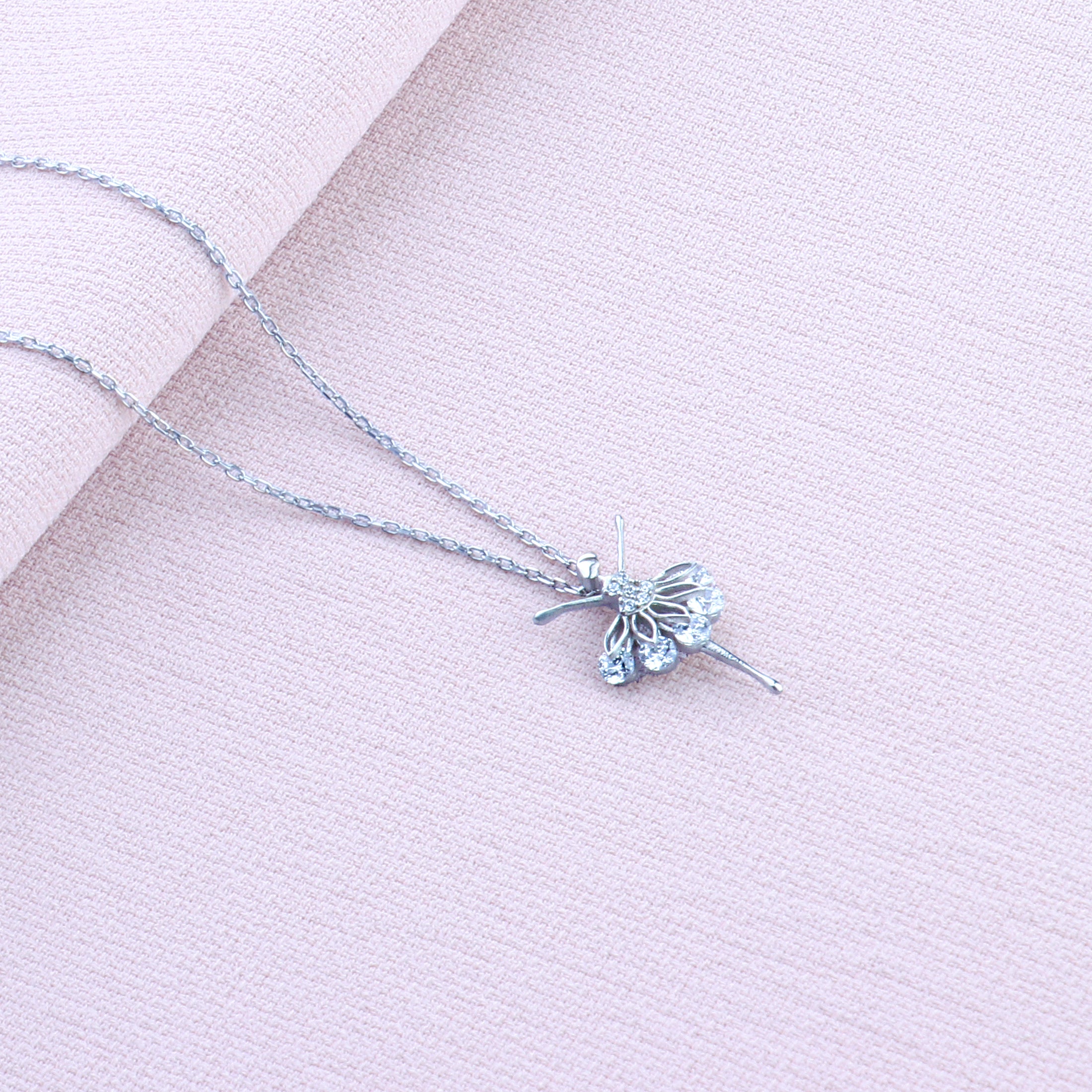 CZ Ballerina Sterling Silver Necklace