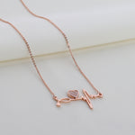 Pave CZ Heart And Heartbeat Necklace Rose Gold Yellow Gold Rhodium