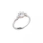 Round CZ Three Stones Sterling Silver Engagement Ring