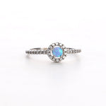 Round Fire Opal/Larimar Halo CZ Sterling Silver Ring