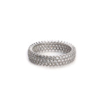 Pave CZ 3 Row Eternity Sterling Silver Band Ring