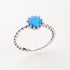 Round Fire Opal/Larimar Crown Beaded Sterling Silver Ring