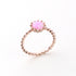 Round Fire Opal/Larimar Crown Beaded Sterling Silver Ring