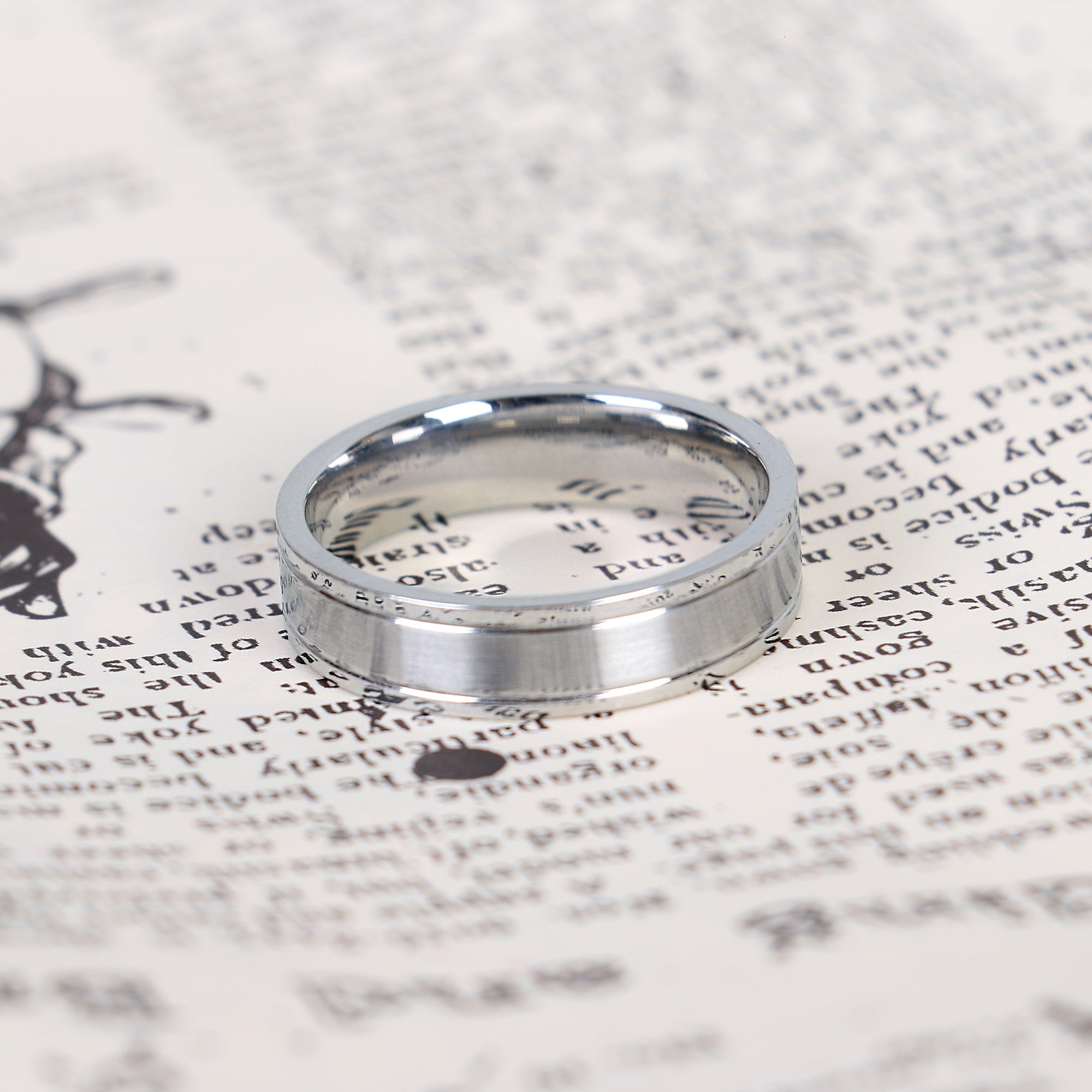 Smooth Double Side Parallel Groove Stainless Steel Band Ring