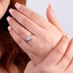Round CZ Three Stones Sterling Silver Engagement Ring