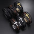 Layered Cross Leather Bracelet with Modern Woven Style