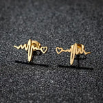 Heartbeat Stethoscope Stud Earrings – Stainless Steel Medical Heart Earrings for Nurses & Doctors
