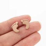 Tiny Footprint Stud Earrings – Stainless Steel Cute Baby Feet Earrings for Women, Minimalist Jewelry
