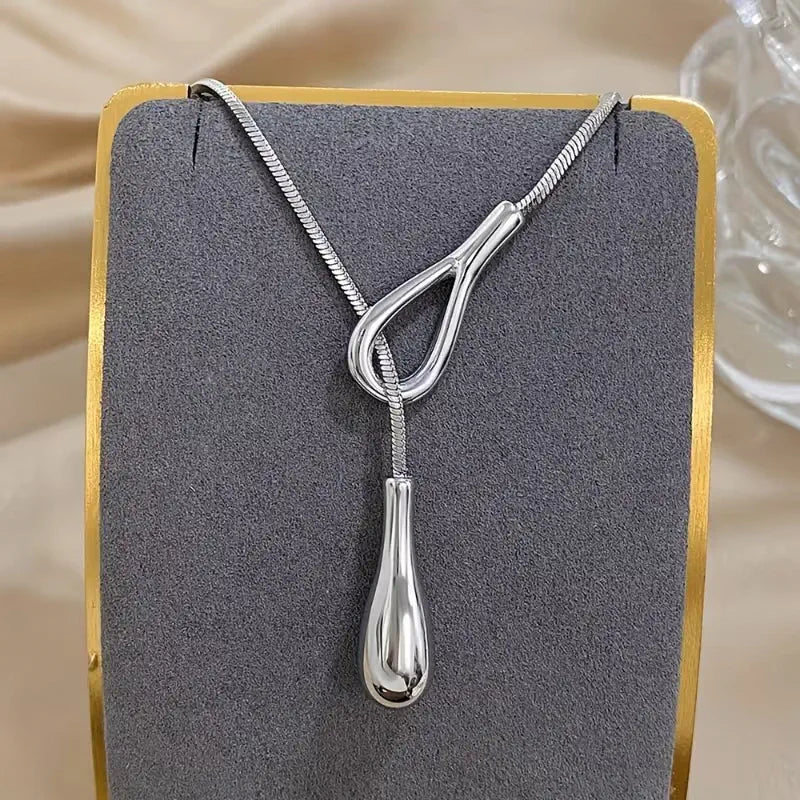 Vintage Waterdrop Y Necklace – Minimalist Snake Chain