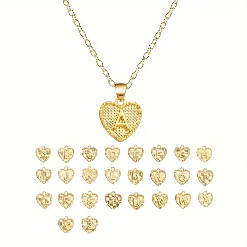 Gold Heart Initial Necklace for Women Stainless Steel Letter Pendant Necklace Personalized Alphabet Jewelry