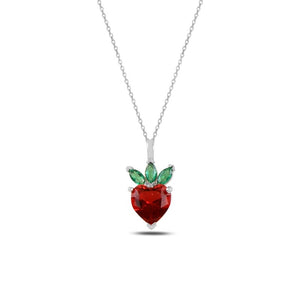 Strawberry CZ Sterling Silver Necklace