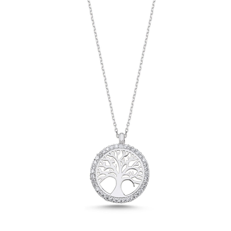 925 Sterling Silver Tree of Life CZ Necklace – Sparkling Pendant with Symbolic Design, Perfect for Spiritual Jewelry Lovers