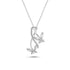 Colored CZ Two Butterfly Sterling Silver Necklace