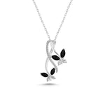 Colored CZ Two Butterfly Sterling Silver Necklace