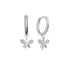 Pave CZ Butterfly Sterling Silver Hoop Earrings
