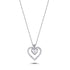 925 Sterling Silver Double Heart Pendant Necklace with Sparkling CZ Stones and Polished Inner Heart Detail
