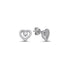 925 Sterling Silver Double Heart CZ Stud Earrings – Interlocking Polished & Sparkling Cubic Zirconia Hearts