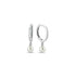 Sterling Silver Huggie Hoop Earrings with 5mm Pearl Drop, Elegant Minimalist Design for Women