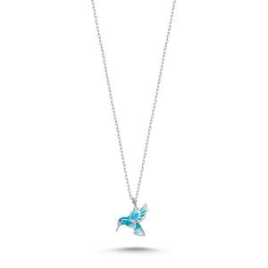 Sterling Silver Enamel Bird Necklace – Playful Colorful Pendant with Whimsical Charm, Great for Everyday Wear
