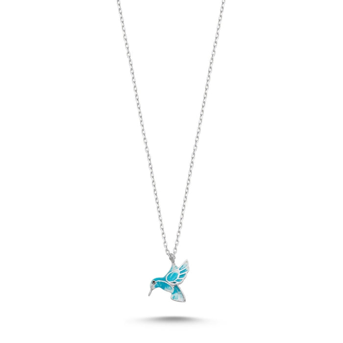 Sterling Silver Enamel Bird Necklace – Playful Colorful Pendant with Whimsical Charm, Great for Everyday Wear