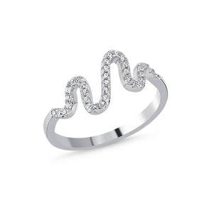 925 Sterling Silver Heartbeat CZ Ring – Sparkling Electrocardiogram-Inspired Band with Brilliant Cubic Zirconia