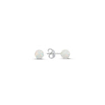 Minimalist 925 Sterling Silver 5mm Ball Opal Stud Earrings for Women - Elegant Classic Everyday Jewelry