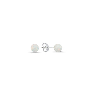 Minimalist 925 Sterling Silver 5mm Ball Opal Stud Earrings for Women - Elegant Classic Everyday Jewelry