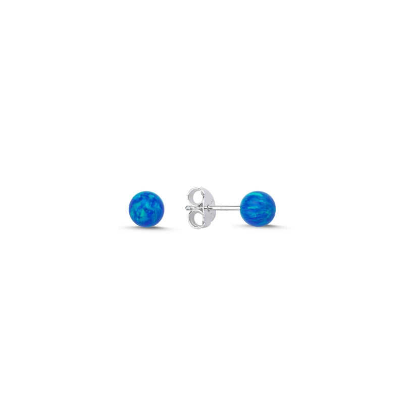 Minimalist 925 Sterling Silver 5mm Ball Opal Stud Earrings for Women - Elegant Classic Everyday Jewelry