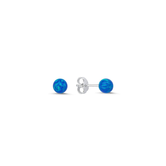 Minimalist 925 Sterling Silver 5mm Ball Opal Stud Earrings for Women - Elegant Classic Everyday Jewelry