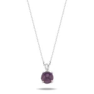 Sterling Silver Natural Amethyst Necklace – 8mm Round Gemstone Pendant for a Touch of Calm & Elegant Simplicity