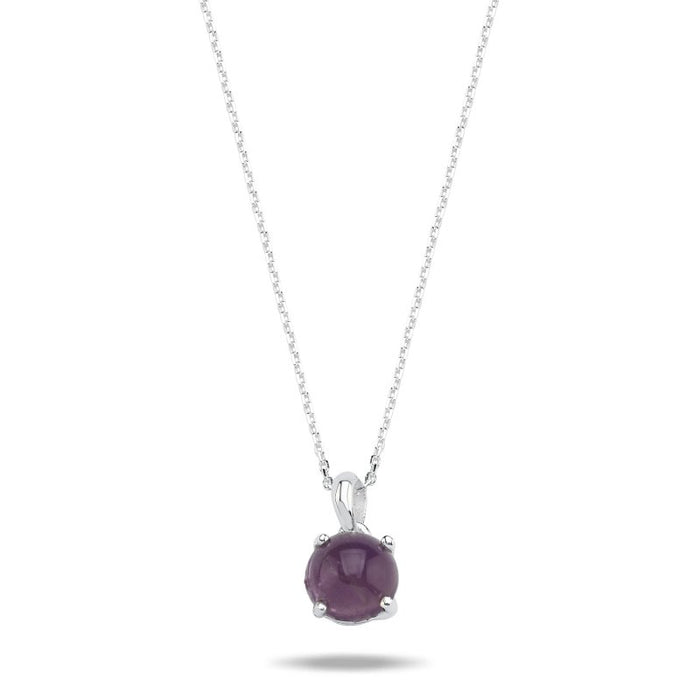 Sterling Silver Natural Amethyst Necklace – 8mm Round Gemstone Pendant for a Touch of Calm & Elegant Simplicity