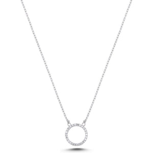 Sterling Silver Dainty Circle CZ Necklace – Sparkly Round Pendant with Timeless Style for Everyday Layering