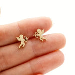 Cupid Angel Stud Earrings for Women Stainless Steel Love Arrow Earrings Minimalist Romantic Jewelry