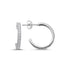 Single Line CZ Sterling Silver Eternity Stud Hoop Earrings
