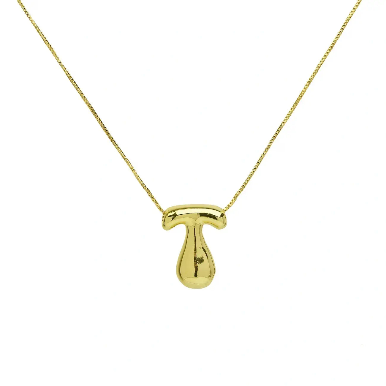 Bubble Letter Pendant Necklace in Stainless Steel – Trendy Minimalist Initial Jewelry for Everyday Style