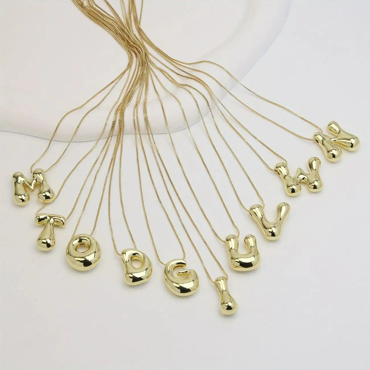 Bubble Letter Pendant Necklace in Stainless Steel – Trendy Minimalist Initial Jewelry for Everyday Style
