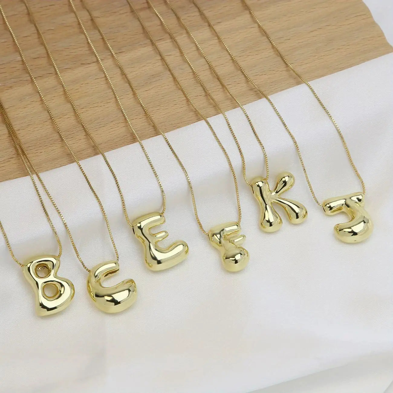 Bubble Letter Pendant Necklace in Stainless Steel – Trendy Minimalist Initial Jewelry for Everyday Style