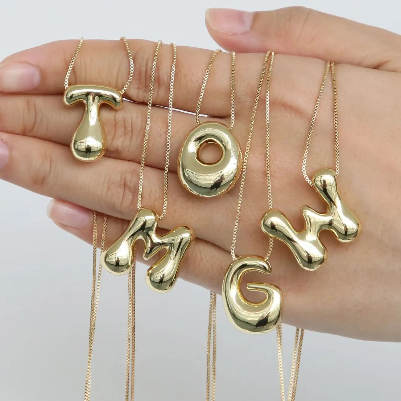 Bubble Letter Pendant Necklace in Stainless Steel – Trendy Minimalist Initial Jewelry for Everyday Style