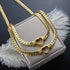 Heart Cuban Link Jewelry Set – Gold Plated Chain Necklace & Bracelet Set for Women, Trendy Statement Jewelry