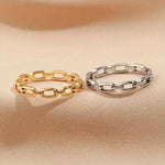 Minimalist Chain Link Stainless Steel Ring with Modern Edge