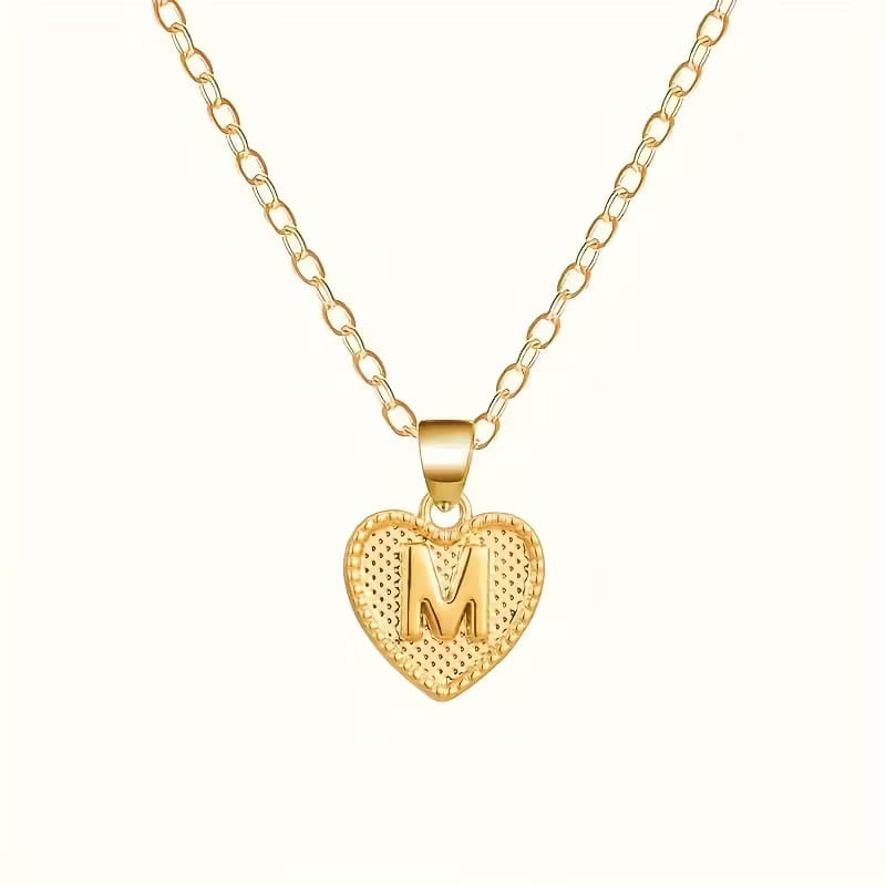 Gold Heart Initial Necklace for Women Stainless Steel Letter Pendant Necklace Personalized Alphabet Jewelry