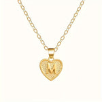 Gold Heart Initial Necklace for Women Stainless Steel Letter Pendant Necklace Personalized Alphabet Jewelry