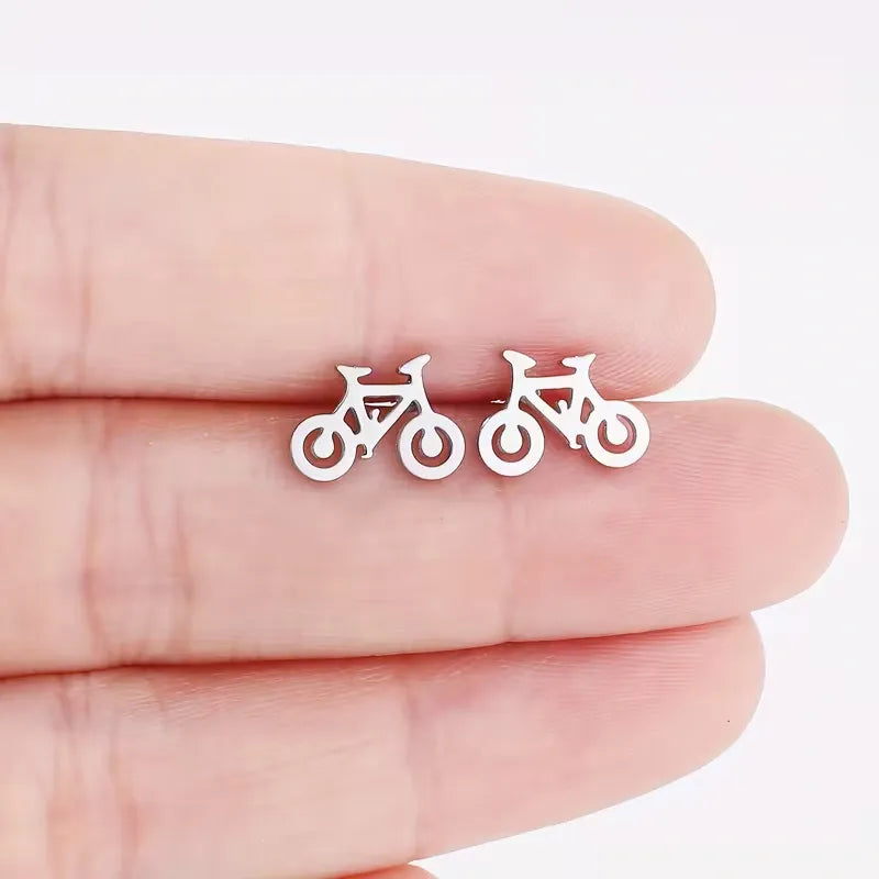 Stainless Steel Bicycle Stud Earrings Set for Women Gift